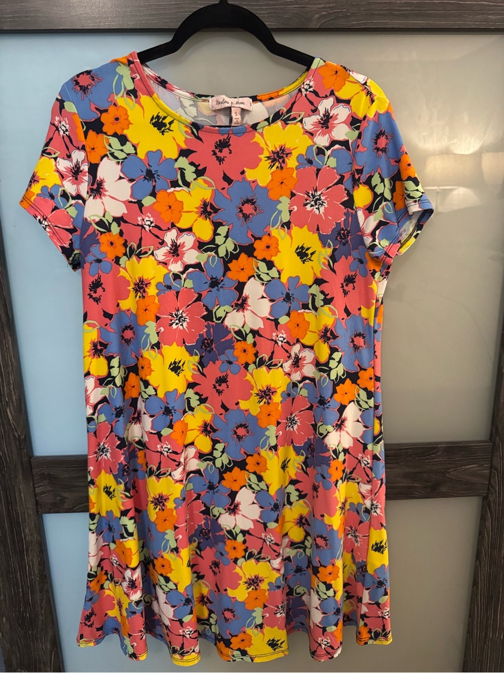 Girls Bright Floral Swing Dress - Unbranded